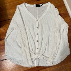 Urban Outfitters Out From Under Oversized Waffle Knit Button Up Shirt